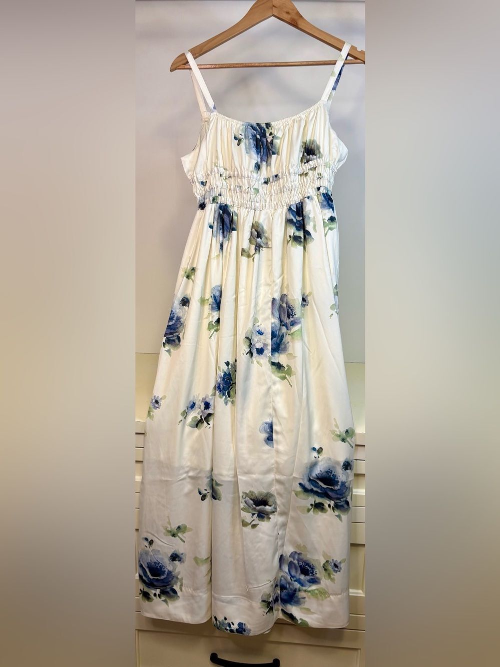 NWT - Rosie Posie Floral Maxi Dress with Blue Roses- sz Med